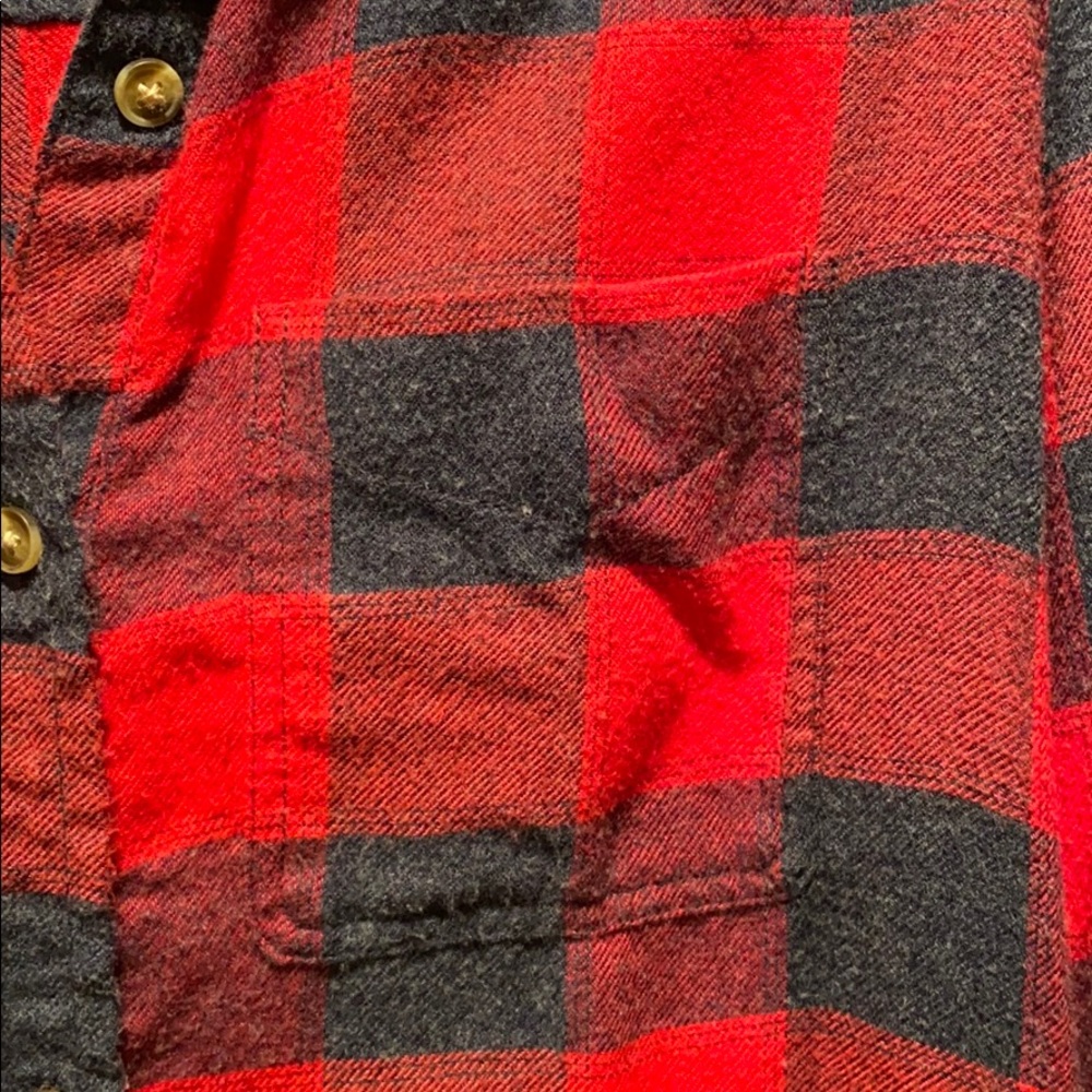 American Eagle Boyfriend Flannel Red Black Small - Picture 3 of 7